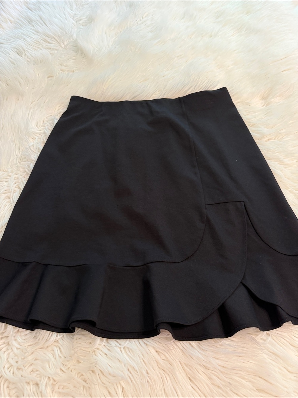 LOFT Black Ruffle-Hem Skater Skirt size MT brand new length 21” waist 32” elasti - Picture 8 of 8